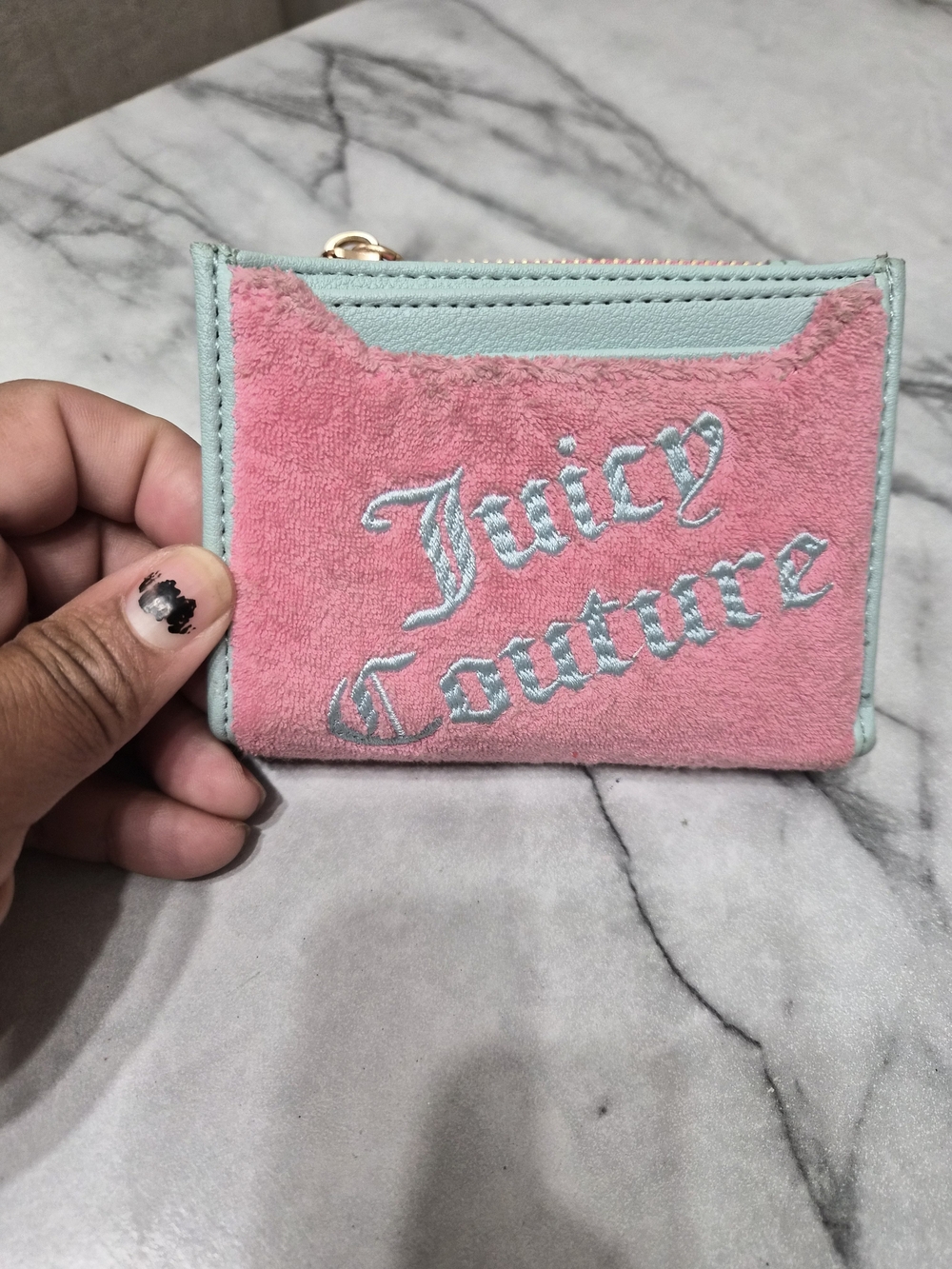 Juicy Couture Pink and Mint Card Holder Wallet
